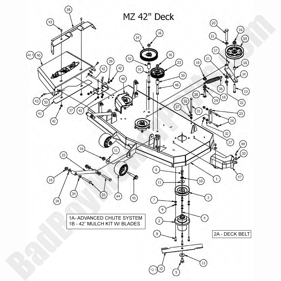 1608 - Bad Boy Mower Parts Lookup > 2017 > MZ & MZ Magnum > 42\" Deck Assembly